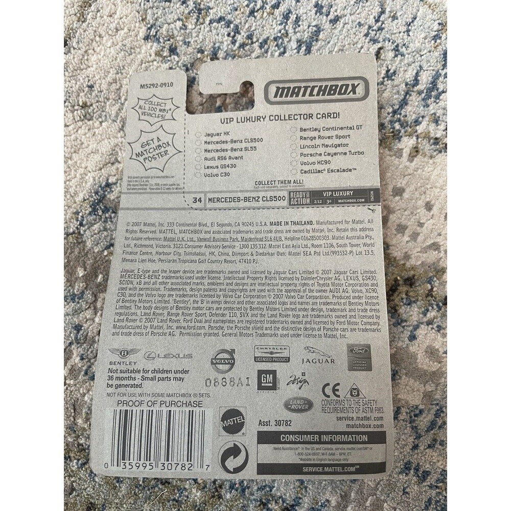 2007 Matchbox VIP Luxury Black Mercedes-Benz CLS500 #34 New Sealed HTF Rare - Picture 4 of 5